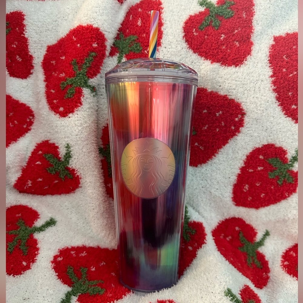 Starbucks Rainbow 🌈 iridescent tumbler cup with rainbow straw.